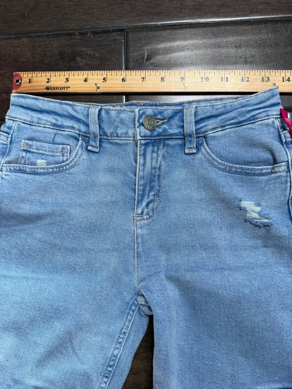 ❤️3/$30 NWT Justice Girls Bromo Cargo Wide Leg Jeans Light Wash Denim Size 14